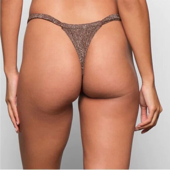 NWT: SKIMS - GLITTER SWIM RUCHED BIKINI TANGA - Picture 2 of 7